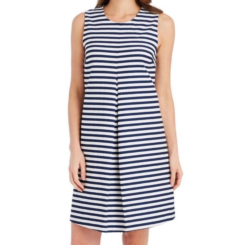 J. McLaughlin Tracy Blue & White Stripe Shift Dress (M) - Picture 9 of 12